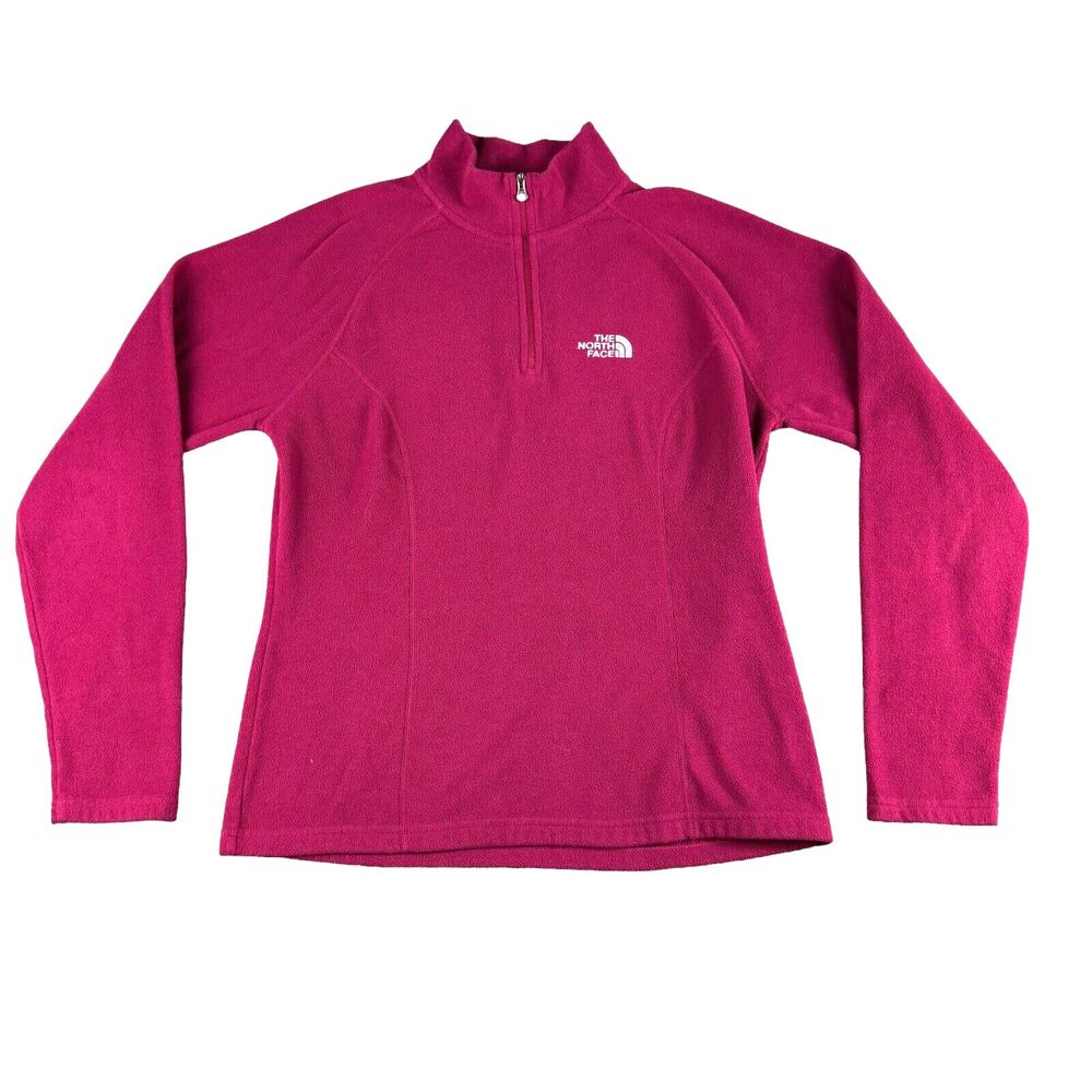 The North Face Pullover Women's Medium Pink 1/4 Zip Long Sleeve Fleece Sweater
